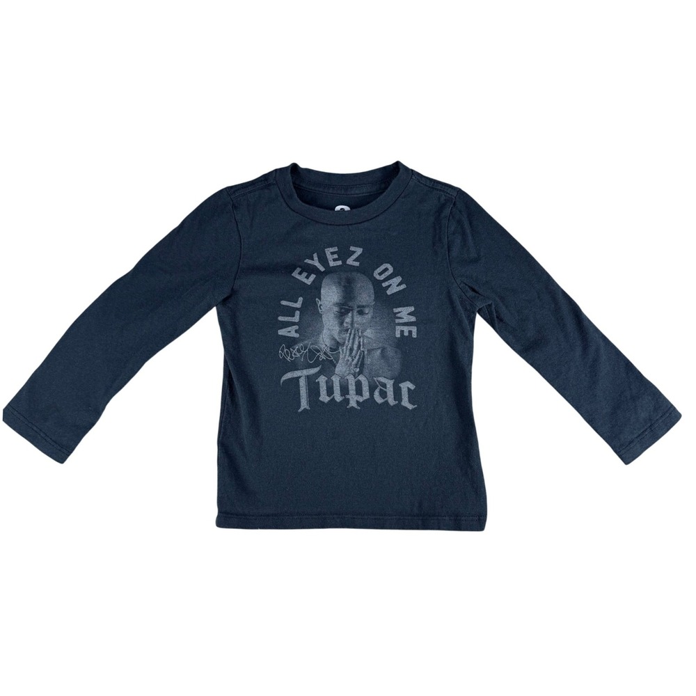 Tupac All Eyez On Me Graphic Tee Long Sleeve Black Kids Size 4T Cotton Blend